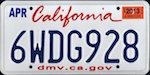 Official California state license plate.