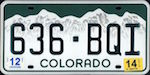 Official Colorado state license plate.
