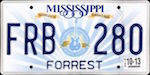 Official Mississippi state license plate.