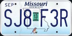 Official Missouri state license plate.