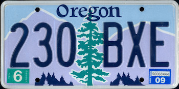 The official Oregon state license plate.