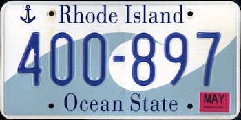 The official Rhode Island state license plate.