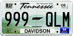 Official Tennessee state license plate.