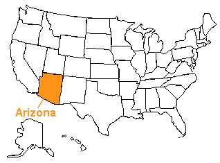 Location of Arizona in the United States Location of Arizona in the United States