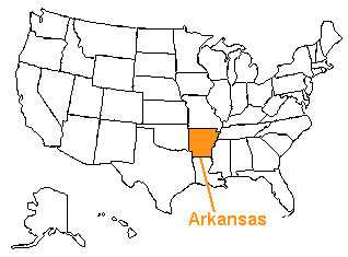 Location of Arkansas in the United States