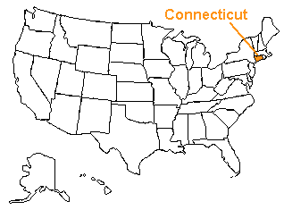 Location of Connecticut in the United States