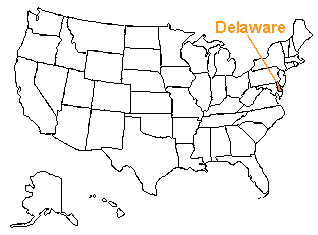 Location of Delaware in the United States