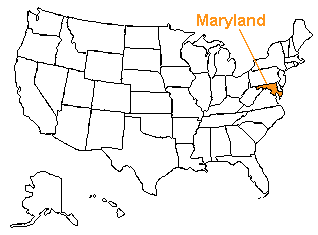 Location of Maryland in the United States