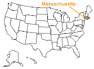 Location of Massachusetts in the United States