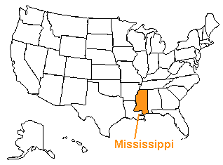 Location of Mississippi in the United States