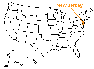 Location of New Jersey in the United States