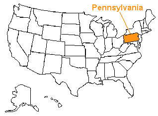 Location of Pennsylvania in the United States