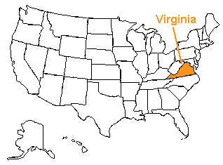 Location of Virginia in the United States