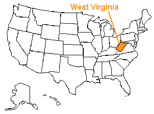 Location of West Virginia in the United States