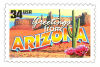 34 cent Greetings from America commemorative stamp of Arizona state.