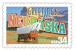 34 cent Nebraska state stamp.