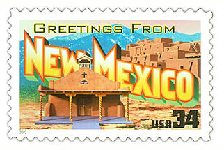 34 cent New Mexico state stamp.