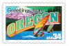 34 cent Greetings from America commemorative stamp of Oregon state. 34 cent Greetings from America commemorative stamp of Oregon state.