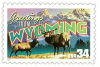 34 cent Greetings from America commemorative stamp of Wyoming state.